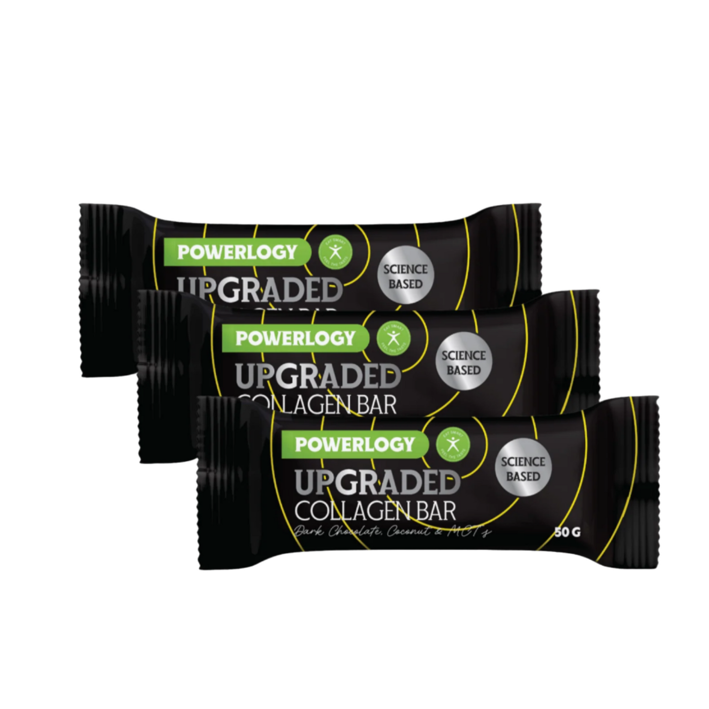 Powerlogy Upgraded Collagen Bar – Low-Carb Protein Bar with Collagen & MCT | 3x50g / 3x1.8 oz