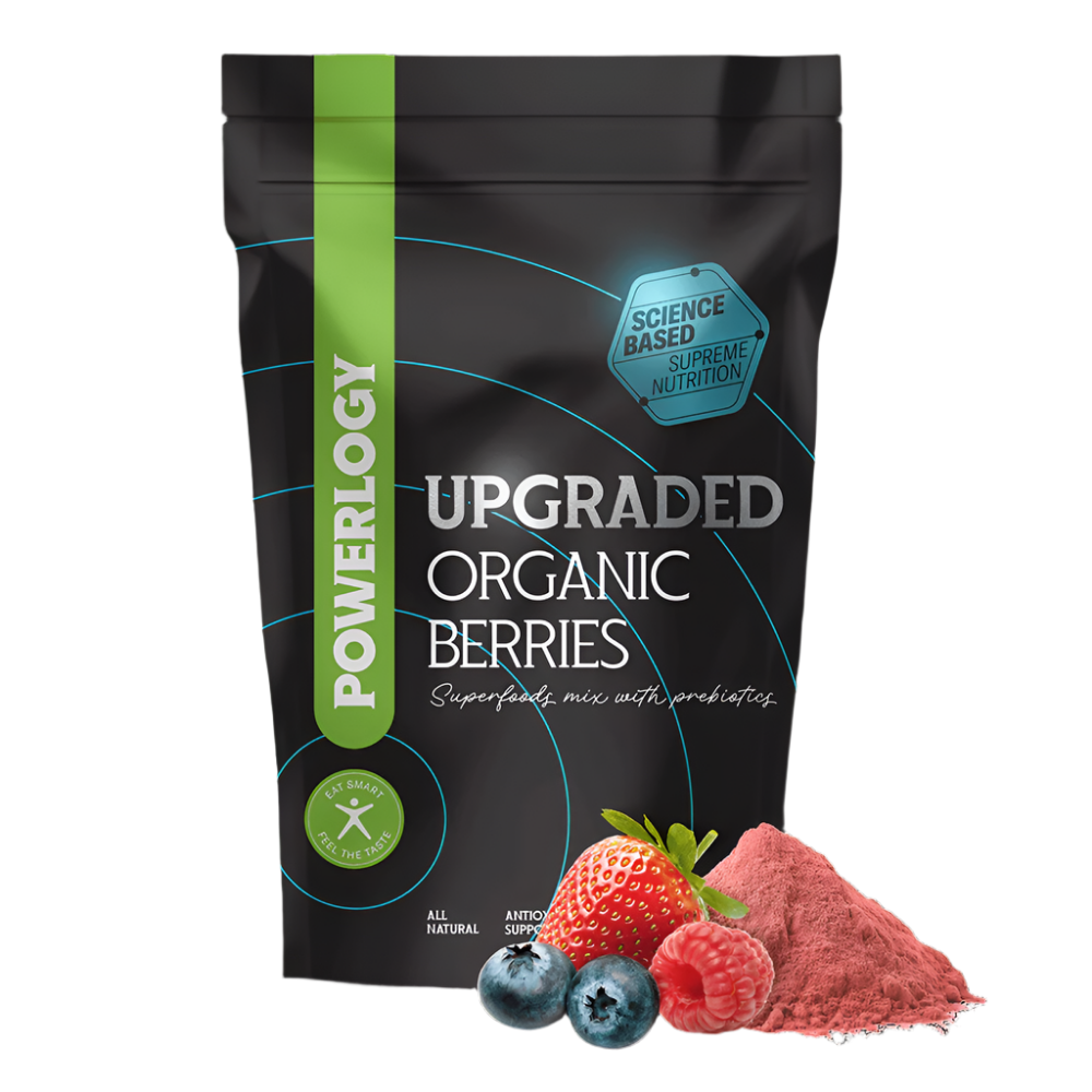Powerlogy Upgraded Organic Berries – 100% Organic Superfood Antioxidant Blend | 8.8oz / 250g
