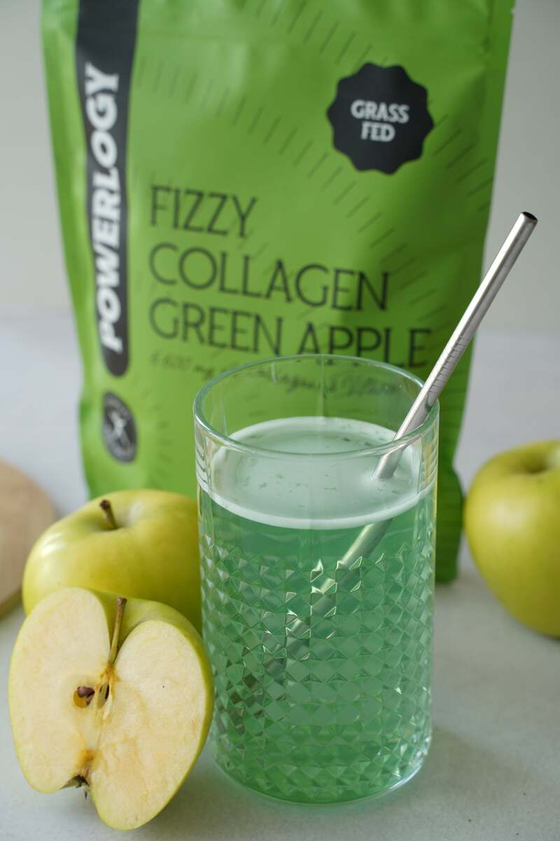 Powerlogy Fizzy Collagen Green Apple – European Grass-Fed Collagen + Vitamin C | 10.6oz / 300g
