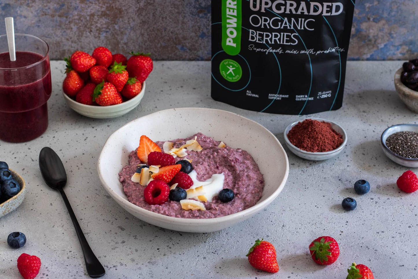 Powerlogy Upgraded Organic Berries 3-Pack – 100% Organic Antioxidant Superfood Blend | 3x8.8oz / 250g