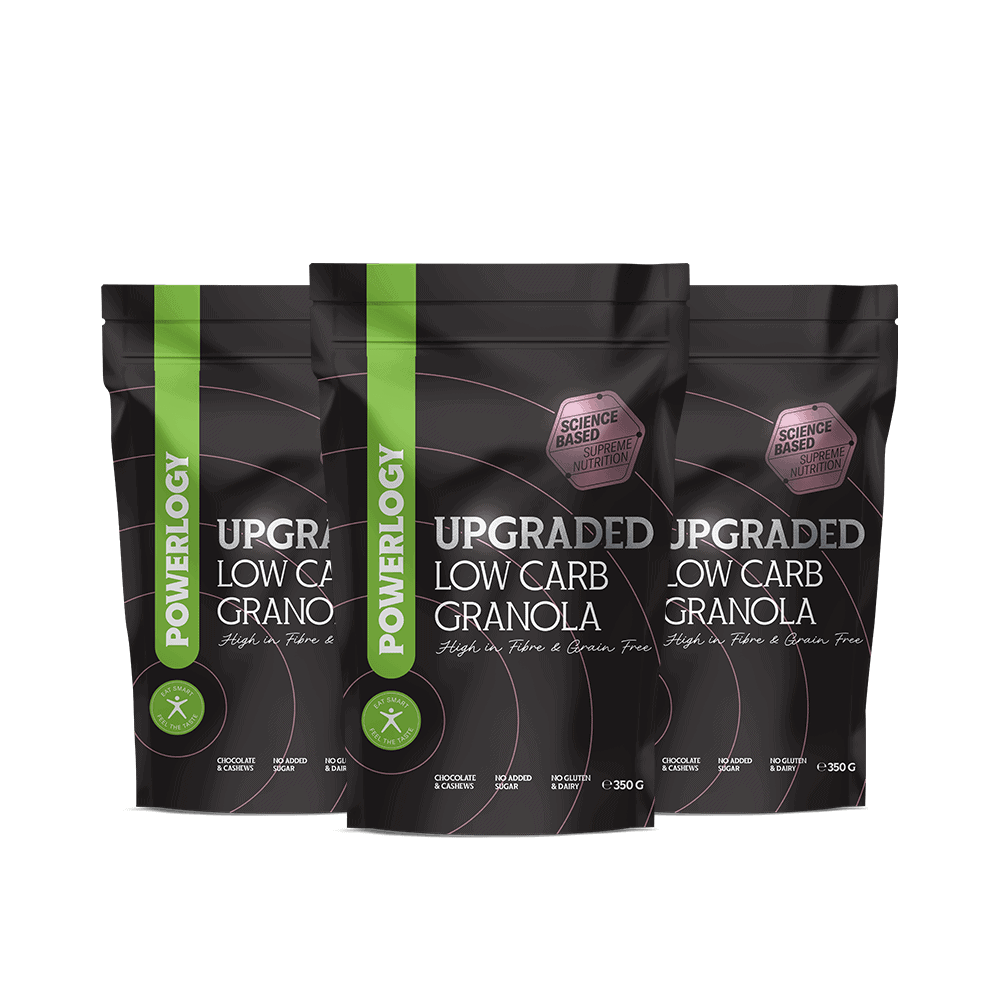 Powerlogy Upgraded Low Carb Granola 3-Pack – 100% Natural, Sugar-Free & Gluten-Free | 3x12.35oz / 3x350g