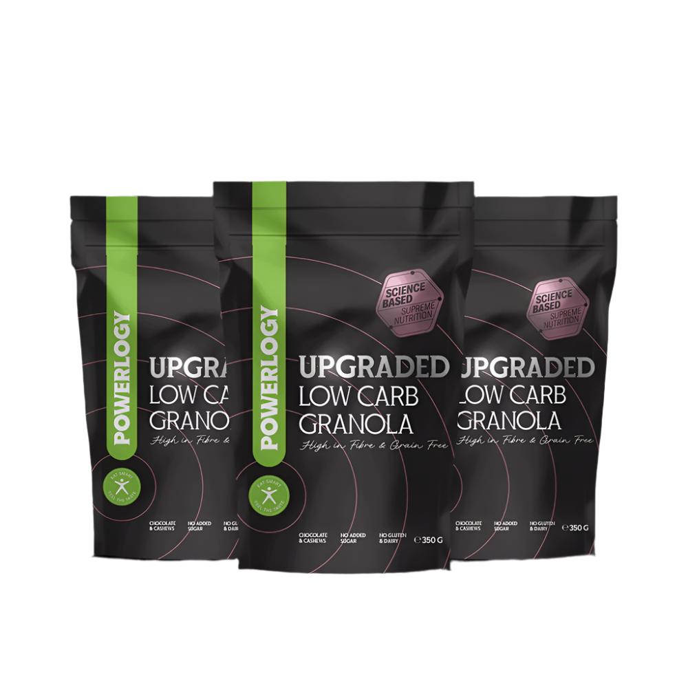 Powerlogy Upgraded Low Carb Granola 3-Pack – 100% Natural, Sugar-Free & Gluten-Free | 3x12.35oz / 3x350g