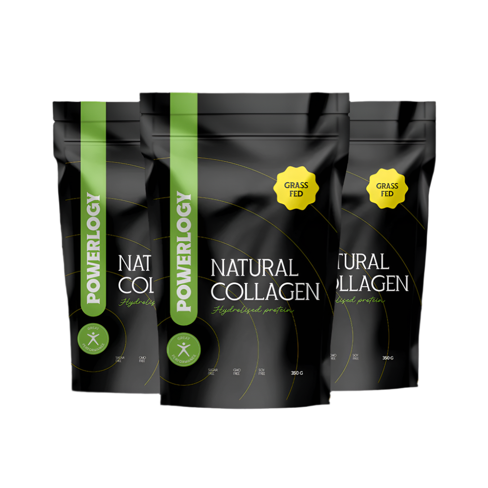 Powerlogy Natural Collagen XXL 3-Pack – Pure, Grass-Fed & Hydrolyzed | 3x17.6oz / 3x500g